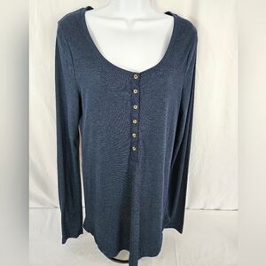 Old Navy Women's Navy Long Sleeve Henley Top Size Large